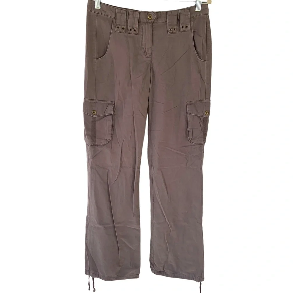 Da-Nang Cotton Cargo Pants S Wide Leg Grey TWW506 Drawstring Hem - Picture 1 of 7